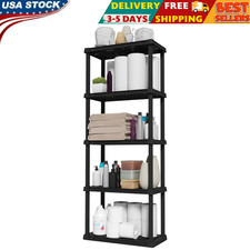 5-Shelf Light Duty Plastic Storage Shelves, 250lb Capacity, 64 H x 24 W x 12