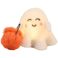 Primitives by Kathy Halloween Ghost Felt Critter Lights Up Ornament Fall Decor