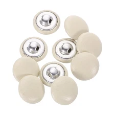 25pcs PU Leather Covered Button 15mm Aluminum Shank Round Button, Beige