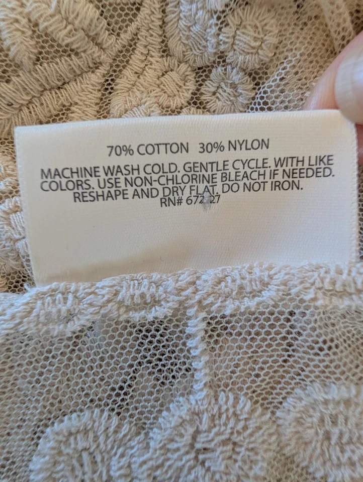 Bobbie Brooks Womens Sheer Boho Top Size L Cream Lace Embroidered Gypsy - Image 4 of 4