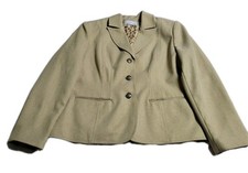 Alfred Dunner Womans Size 12 Blazer Animal Print Liner Beige Quality Business