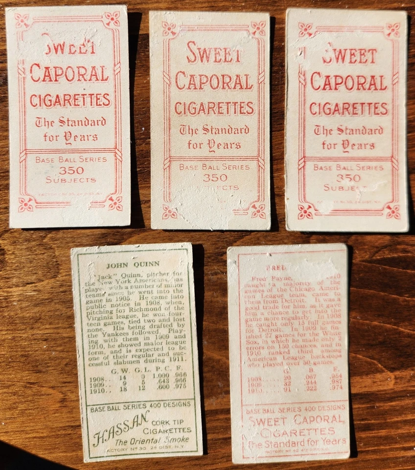 1909-11 T206 & T205 Baseball Card Lot 5 Oakes Phelps Phelan Payne Quinn POOR - Image 2 of 4