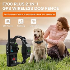 Hoistspark F700 Plus Wireless GPS Dog Fence 2 collar option Waterproof, 999 Yard