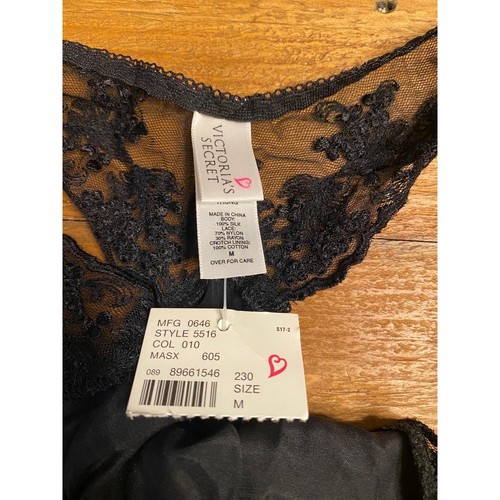 Victoria’s Secret M vintage NWT Black Silk Lace lingerie Elegant Sexy - Picture 3 of 5