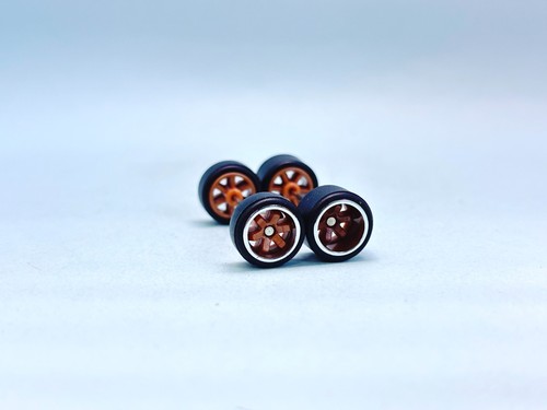 R368 Hot wheels 1/64 Real Riders # TE37 Copper Chrome 10mm Deep Dish Long RWB - Picture 5 of 6