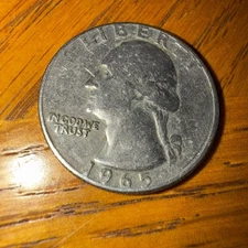 Error 1965 NMM .25 Quarter EXTREME ERROR VARIETY DOUBKE RIM NOSE LETTERS ON RIM