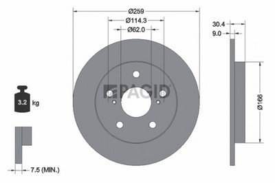 2x Bremsscheibe PAGID 54641NC für TOYOTA COROLLA AURIS NRE150 Dual VVTi NRE180_