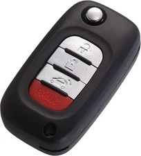 X AUTOHAUX CWTWB1G767 Car Key Fob Shell 4 Button Black, Silver Tone, Red 