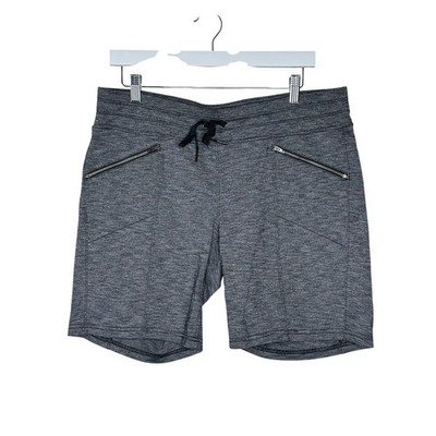 Athleta Shorts Large Gray Drawstring Zip Pocket Heathered Activewear 557502
