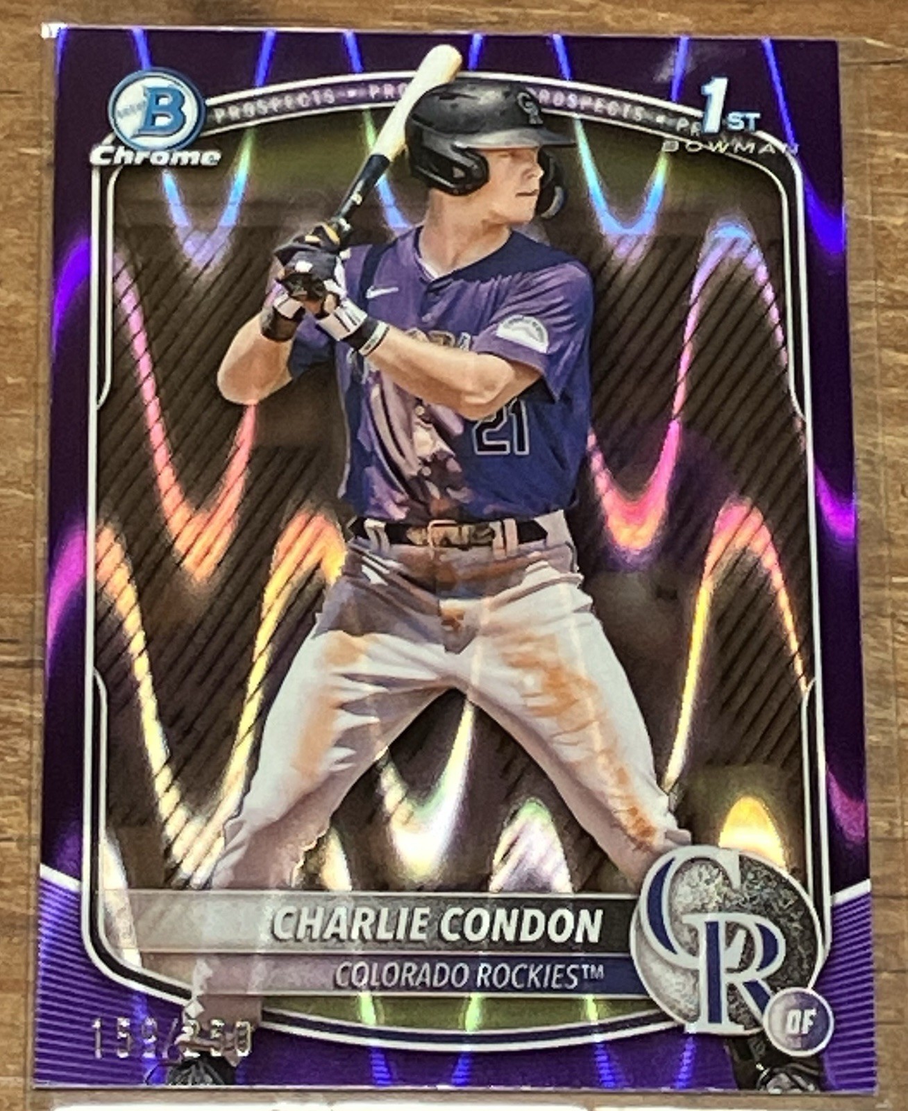 2025 Bowman Chrome Prospects Charlie Condon 1st #BCP-75 Purple Raywave 159/250