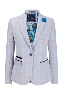 House of Cavani Damen Tweed Blazer Blau Wolle Peaky Blinders Stil - Bild 1 von 4