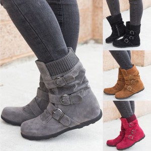 Women-039-s-Winter-Warm-Ankle-Boots-Ladies-Fur-Snow-Buckle-Flats-Suede-Shoes-Booties