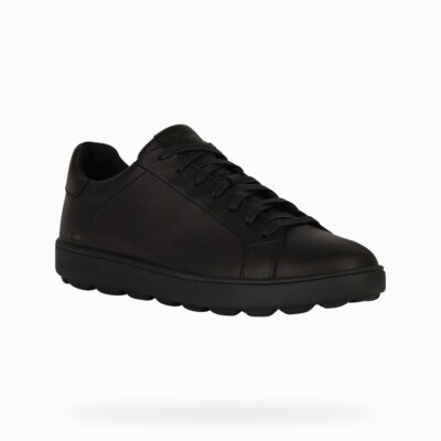GEOX Spherica Ecub-1 Men's Black Low Cut Leather  Sneakers U45GPC00085C9999