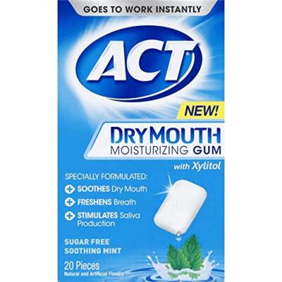 Act Dry Mouth Moisturizing Gum with Xylitol for Dry Mouth 20  ct Pack of 12