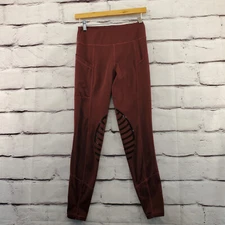 HR FARM Equestrian Leggings XS Pull On Ankle Riding Burgundy Pockets
