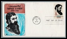 US FDC # 1446 8c Sidney Lanier  CCCachets S Cancel 1972, 9c731