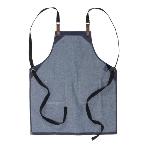 Grembiule da cucina bar ristorante cotone denim con tasche e cinghie regolabili - Imagen 2 de 3