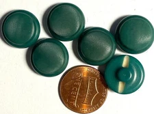 Set of 6 Vintage NOS Domed Green Plastic Shank Buttons Almost 5/8" 15mm 14859