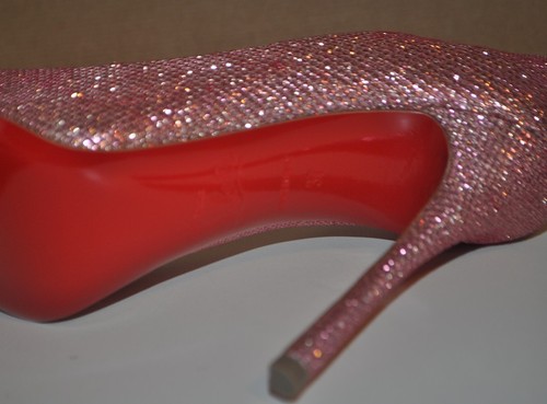 NIB Christian Louboutin DECOLTISH 100mm Pointy Pump Shoe PINK Glitter EUR 37 - Picture 10 of 12