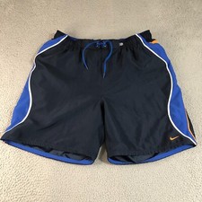 Nike Shorts Men XL Black Blue Boardshorts Logo Drawstring Mesh Lined Swim Trunks