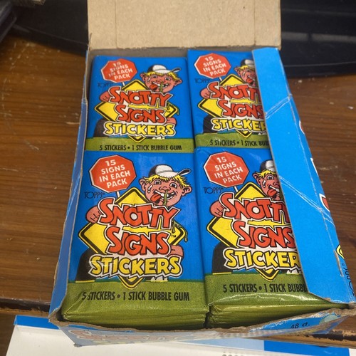 Vintage 1986 Topps Snotty Signs Stickers Sealed Box 48 Ct. Open Box Complete - Picture 7 of 8