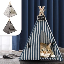 Pet Teepee Tent House indoor Portable Kennel Dog Cat Bed With Washable Cushion