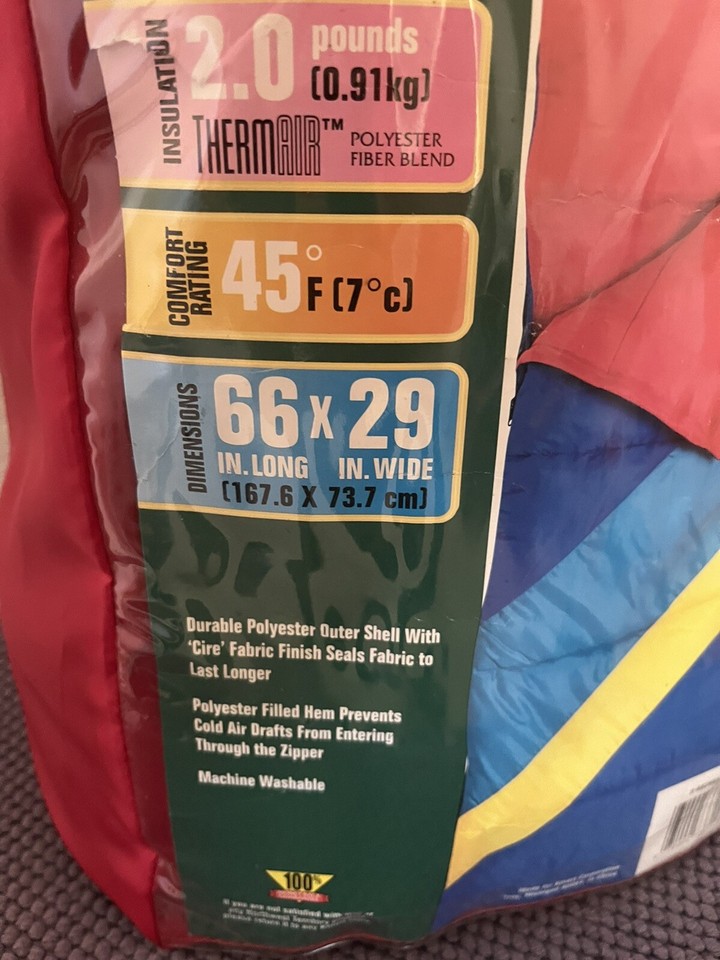 Northwest Territory Great Falls Junior Rainbow Sleeping Bag Machine Washable 2lb eBay