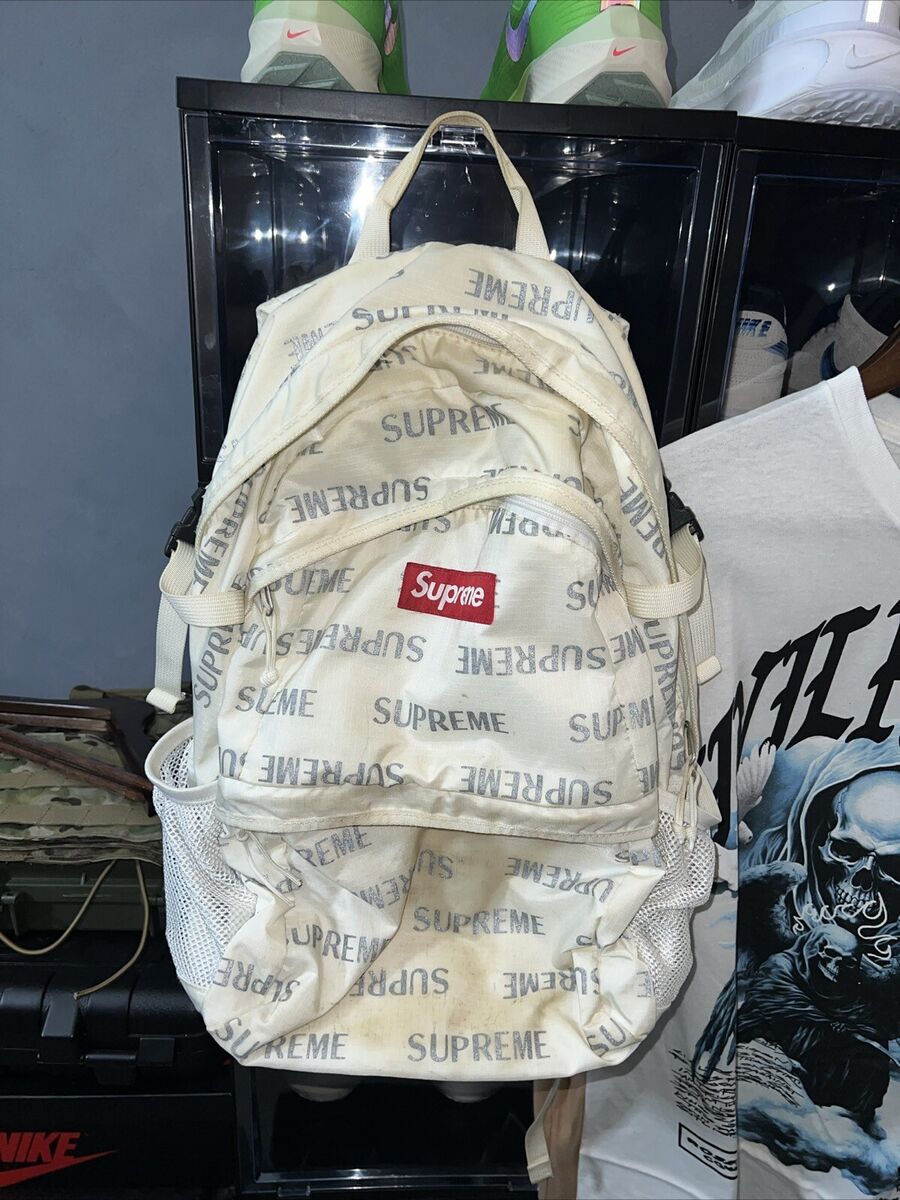 Supreme 3M Reflective Repeat Backpack White Authentic Supreme 3M Reflective Repeat Backpack White Authentic