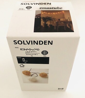 IKEA Solvinden Lichterkette Weiß Beige 12 LED 304.845.67 Batteriebetrieben NEU