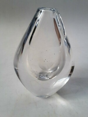 Orrefors Vicke Lindstrand Glas Vase Ast Glas Vase Vogel Motiv, signiert
