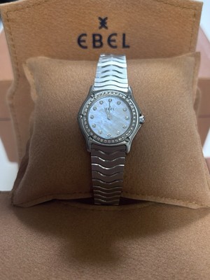 Ebel 18k & Stainless Steel With Diamond Bezel And Markers MOP Wave Watch