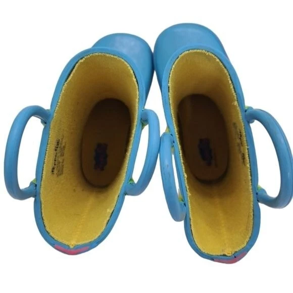 Peppa Pig Girls Baby Blue & Rainbow Colors Rain Boots Size 5-6 - Image 3 of 4