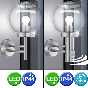 Led Aussenwandleuchte Mit Sensor Bewegungsmelder Glas Kugel Wandlampe Aussen Licht Ebay