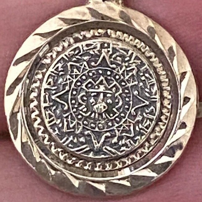 Vintage Mexico 925 Sterling Silver Signed Monroy Aztec