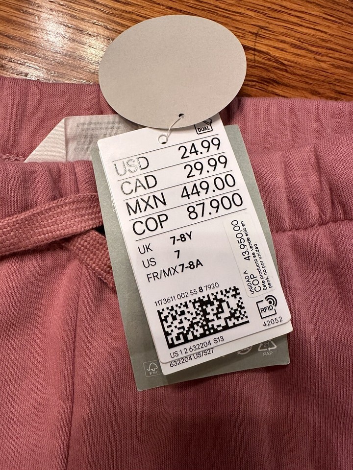 *NWT* H&M 2 Pack Girls Youth Size 7 Joggers Sweatpants Pink And Cream