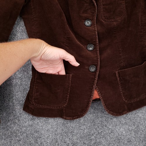 Talbots Blazer Womens 4P Petite Brown Corduroy Single Breasted Notch Long Sleeve - Picture 8 of 16