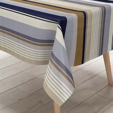 KEVKUS Wachstuch Tischdecke P8286-6 beige hellblau Streifen eckig rund oval