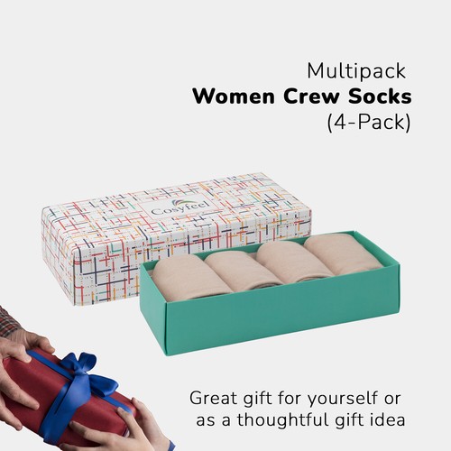 Cosyfeel® Women Crew Dress Socks 4-Pack Cotton Material Durable Seamless Toe - Picture 50 of 80