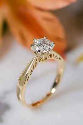 2.50Ct Round Cut Lab-Created Diamond Women's Engagement 14K Yellow Gold FN Ring