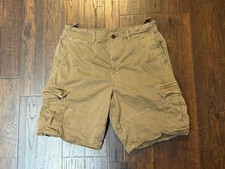 American Eagle 10 Cargo Shorts Mens 34 Khaki Utility Military Y2K Paratrooper