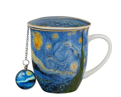 DUO ART GALLERY Becher 400 ml mit Teesieb STARRY NIGHT inspired by Van Gogh, ...