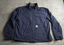 Carhartt Jacket Mens Large Navy Blue Super Dux Rain Defender Relaxed Fit Canvas