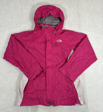 Girls The North Face Pink Grey Hooded HyVent Raincoat Windbreaker Child LG 14/16