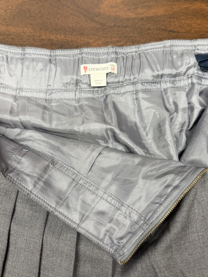 CrewCuts серый шерсти плиссированные юбки девочек размер 12 стороны молнии регулируемая талия - Изображение 3 из 4