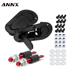 Black Racing Car Bonnet Plus Flush Mount Hood Latch Steel Pin No Key Locking Kit