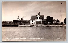 Kewaunee Wisconsin US Coast Guard Life Saving Station WI c1944 RPPC Postcard