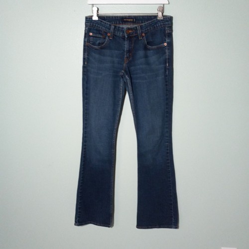 Levi's 524 Too Super Low Jeans size 7 Long / 6, Bootcut Dark Medium Wash Denim