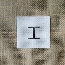 Finished Completed Cross Stitch Mini Monogram Initial Letter I Piece