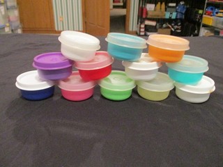 Vintage Tupperware Smidgets Pastel Rainbow Set of 12 with Lids