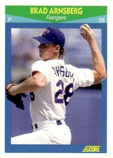 1990 Score Rising Star #72 Brad Arnsberg Texas Rangers
